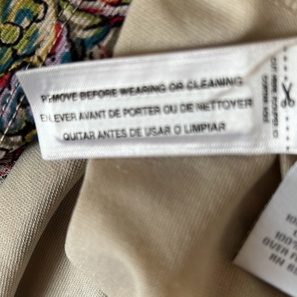 RELATIVELY short sleeve dress, tan with multi colored design - Picture 5 of 5